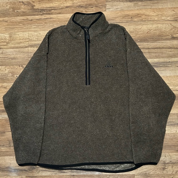 90s Nike ACG Deep Pile Dog Sherpa Quarter Zip Sweatshirt Pullover